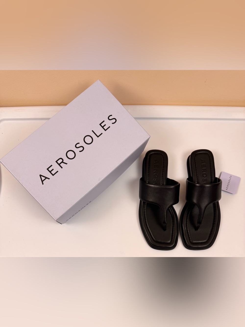 Aerosoles Barry Sandals in Black Leather